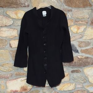 St John Black Wool Cashmere Blend Button-up Cardigan